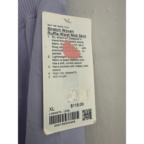 Lululemon Stretch Ruffle Waist Midi Skirt Lavender Frost | Size XL - Picture 5 of 7